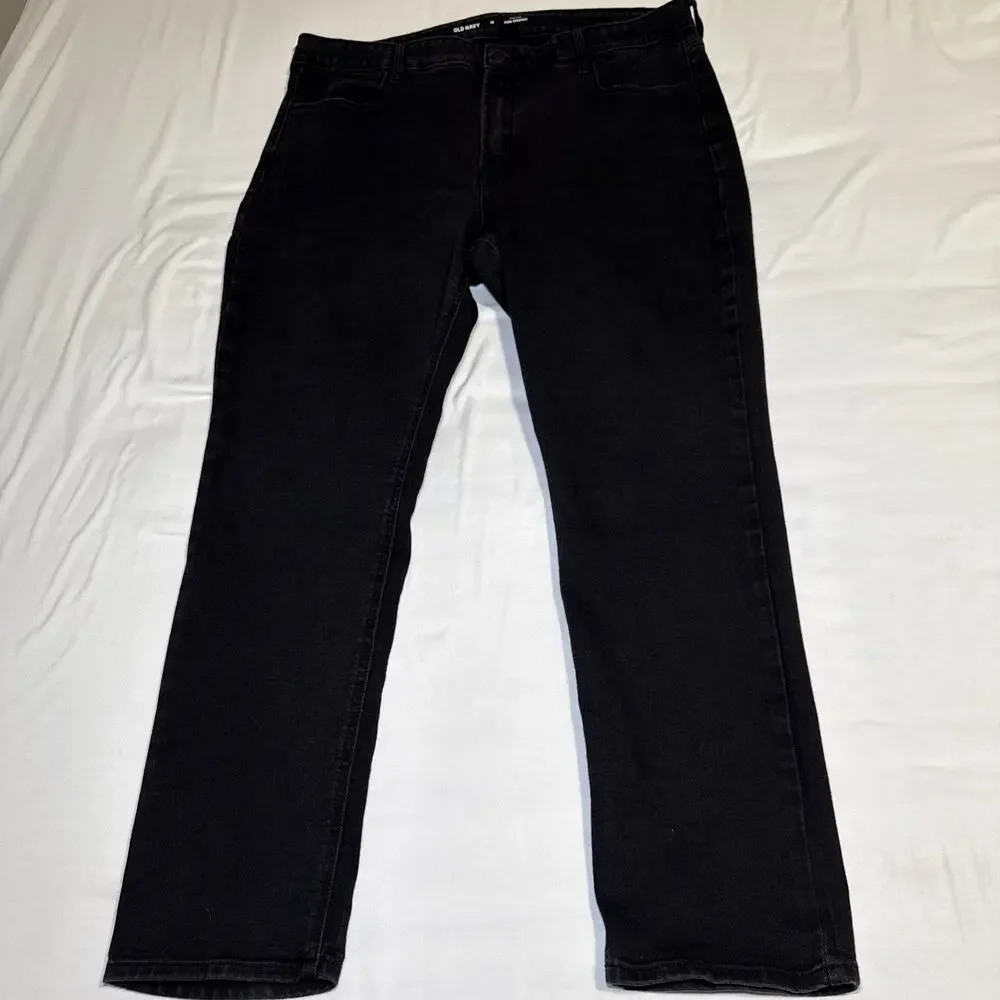 Old Navy Womens 18 Jeans Black Denim High Rise Wow Straight Comfort Stretch EUC - Picture 1 of 11